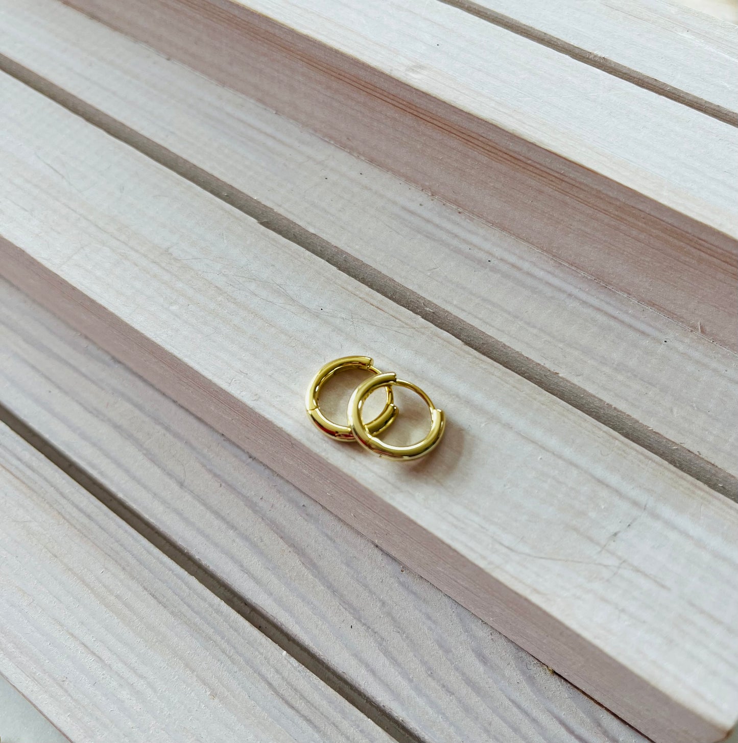 Gold hoop huggies