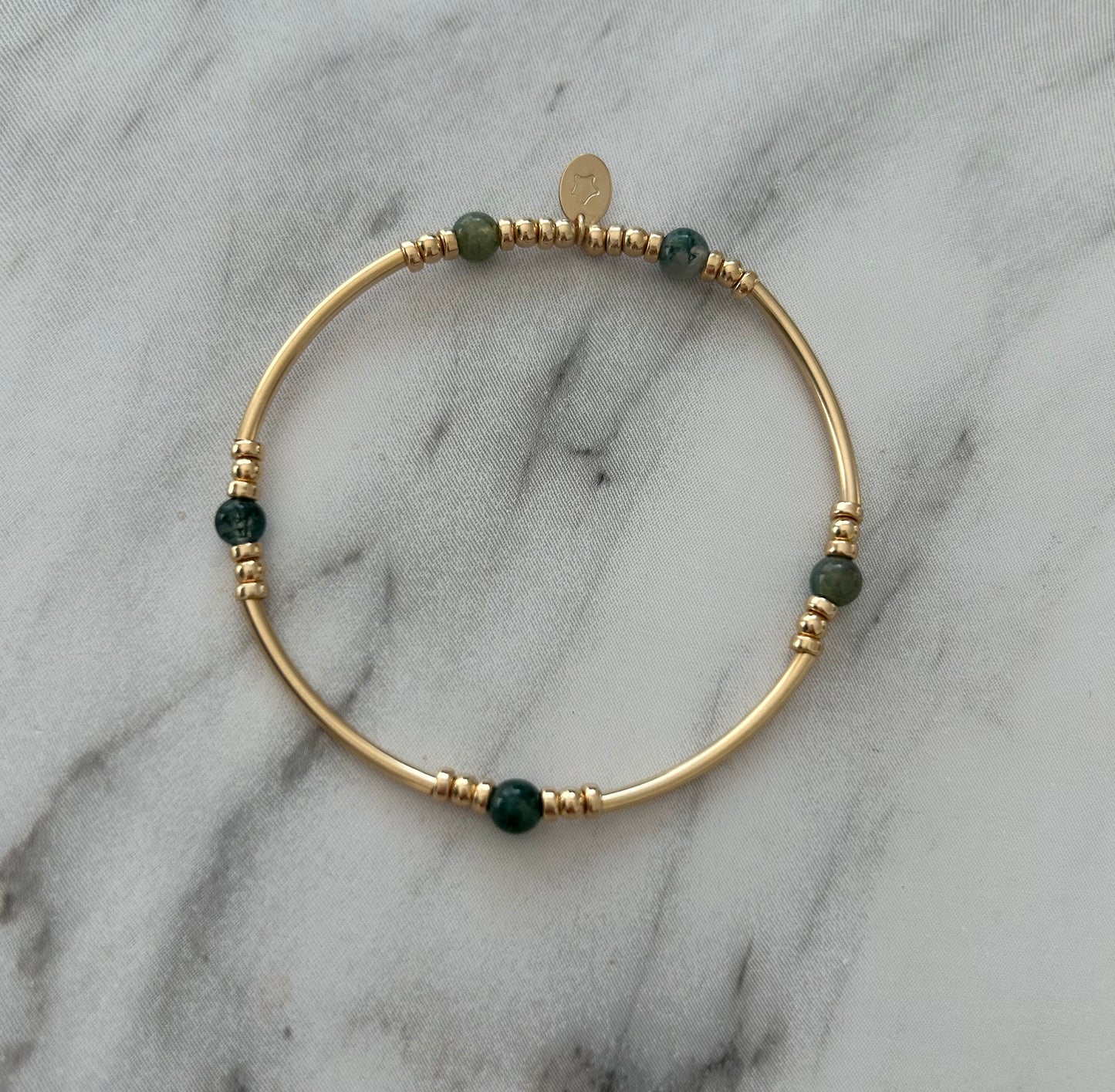 Green Moss Agate Bangle