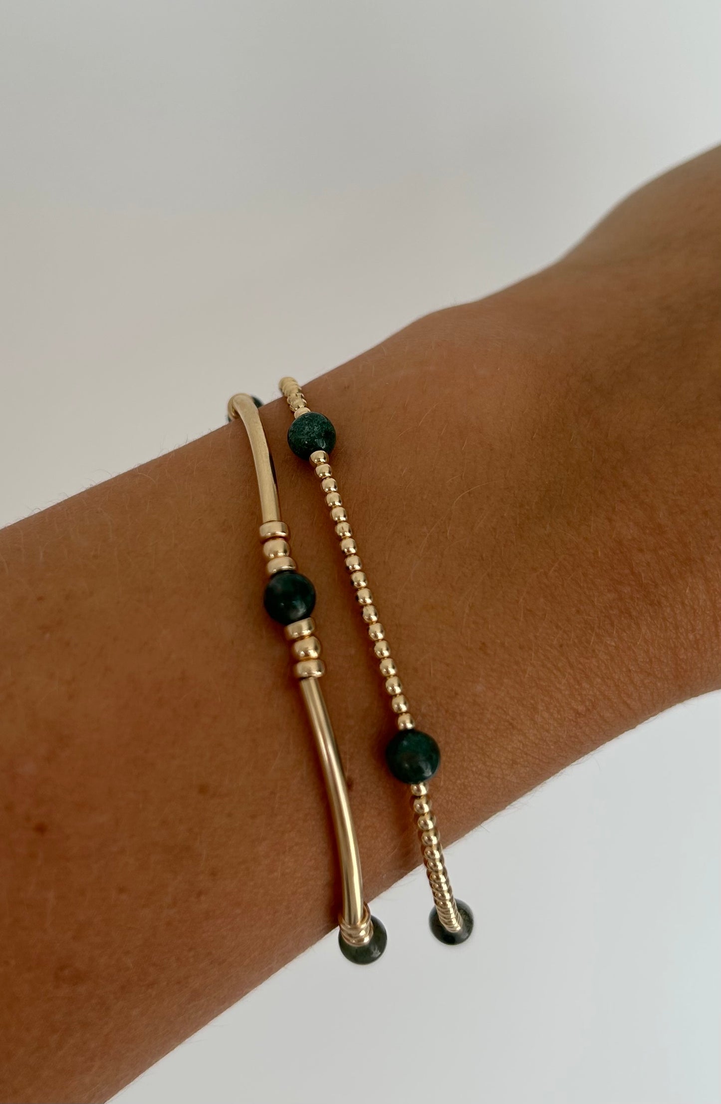 Green Moss Agate Stacking Bracelet