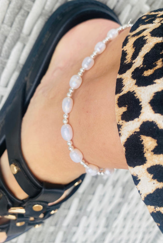 Silver Pearl Anklet