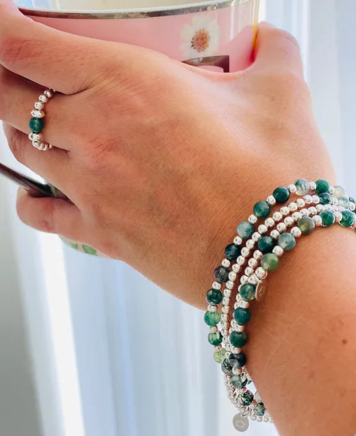 Green Moss Agate Stack Set of 3