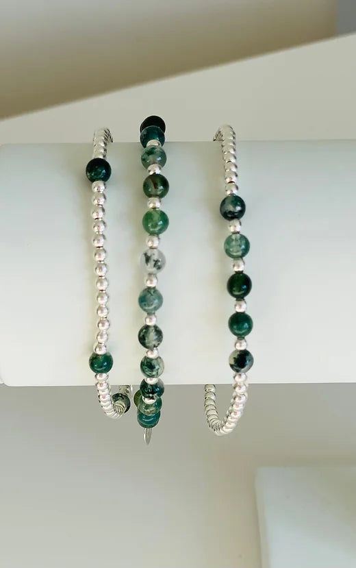 Green Moss Agate Stack Set of 3