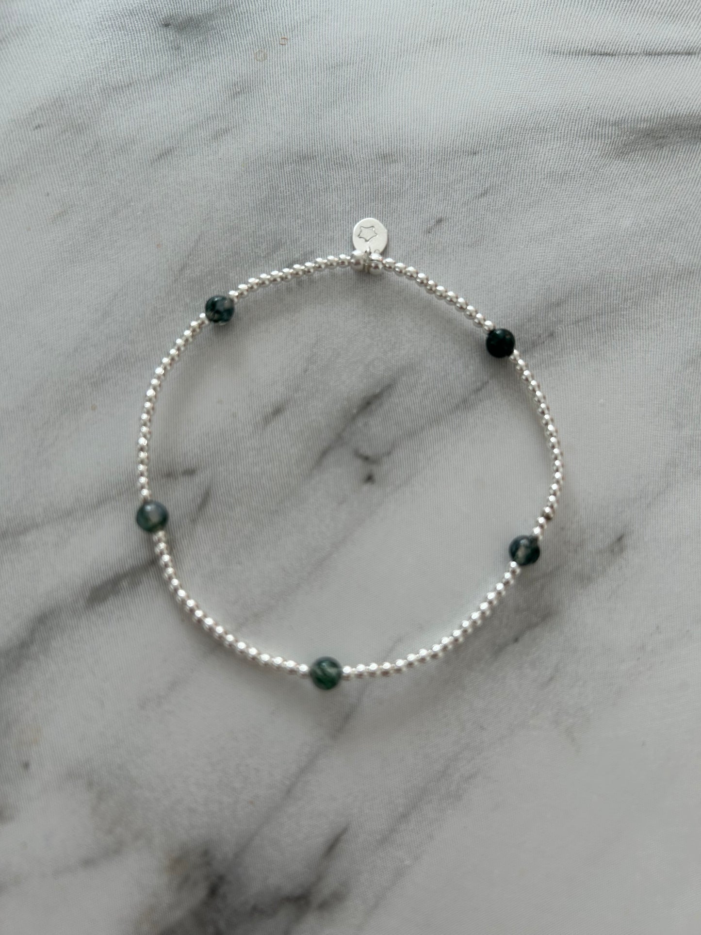 Green Moss Agate Stacking Bracelet