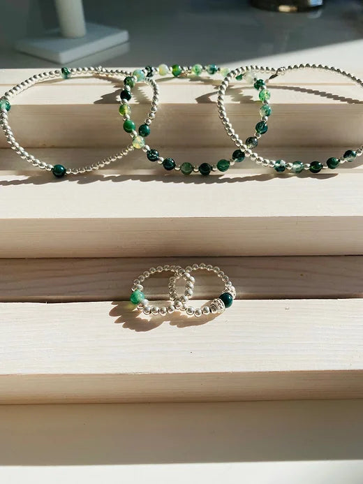 Green Moss Agate Stack Set of 3