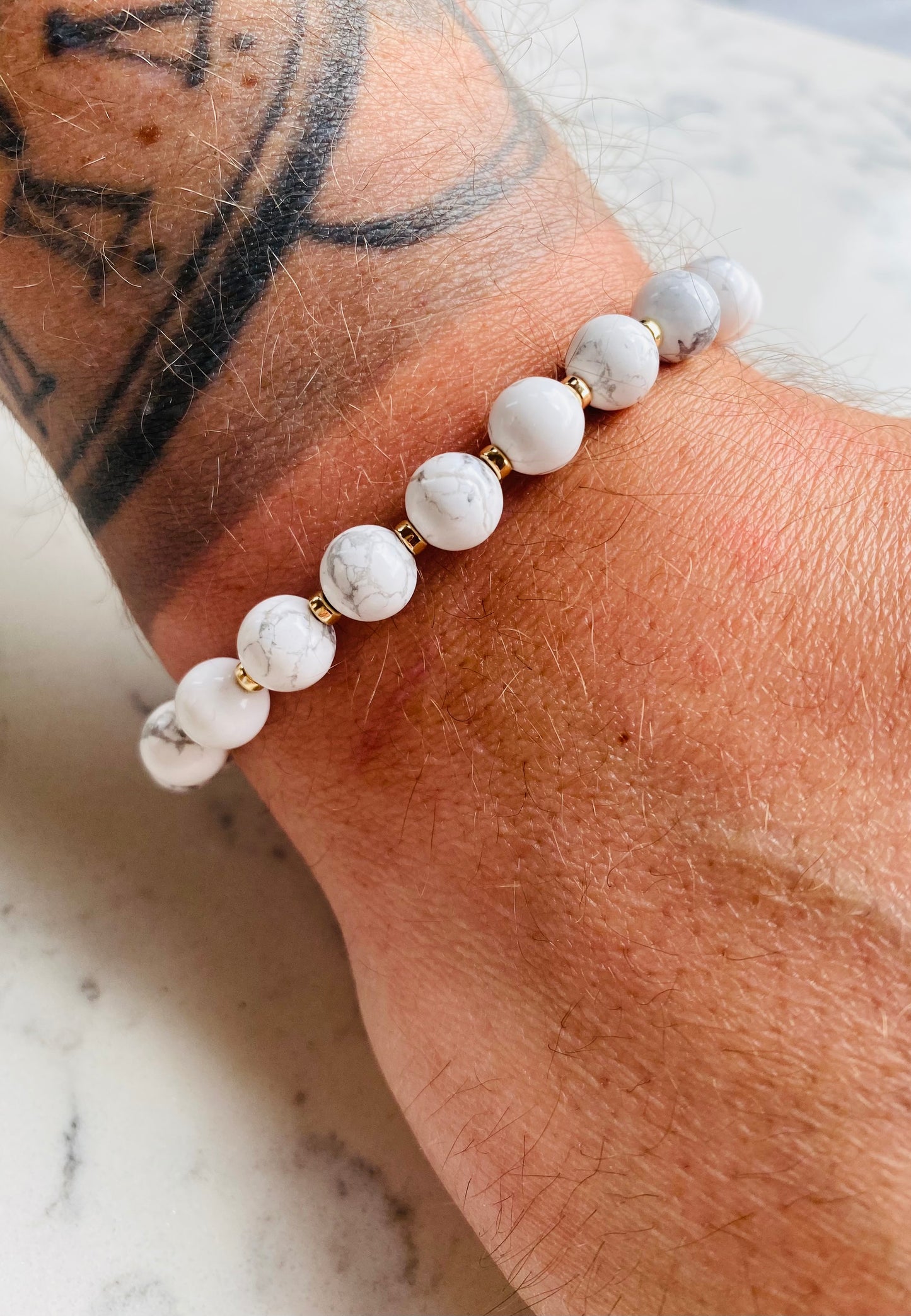Men’s White Marble Howlite Bracelet