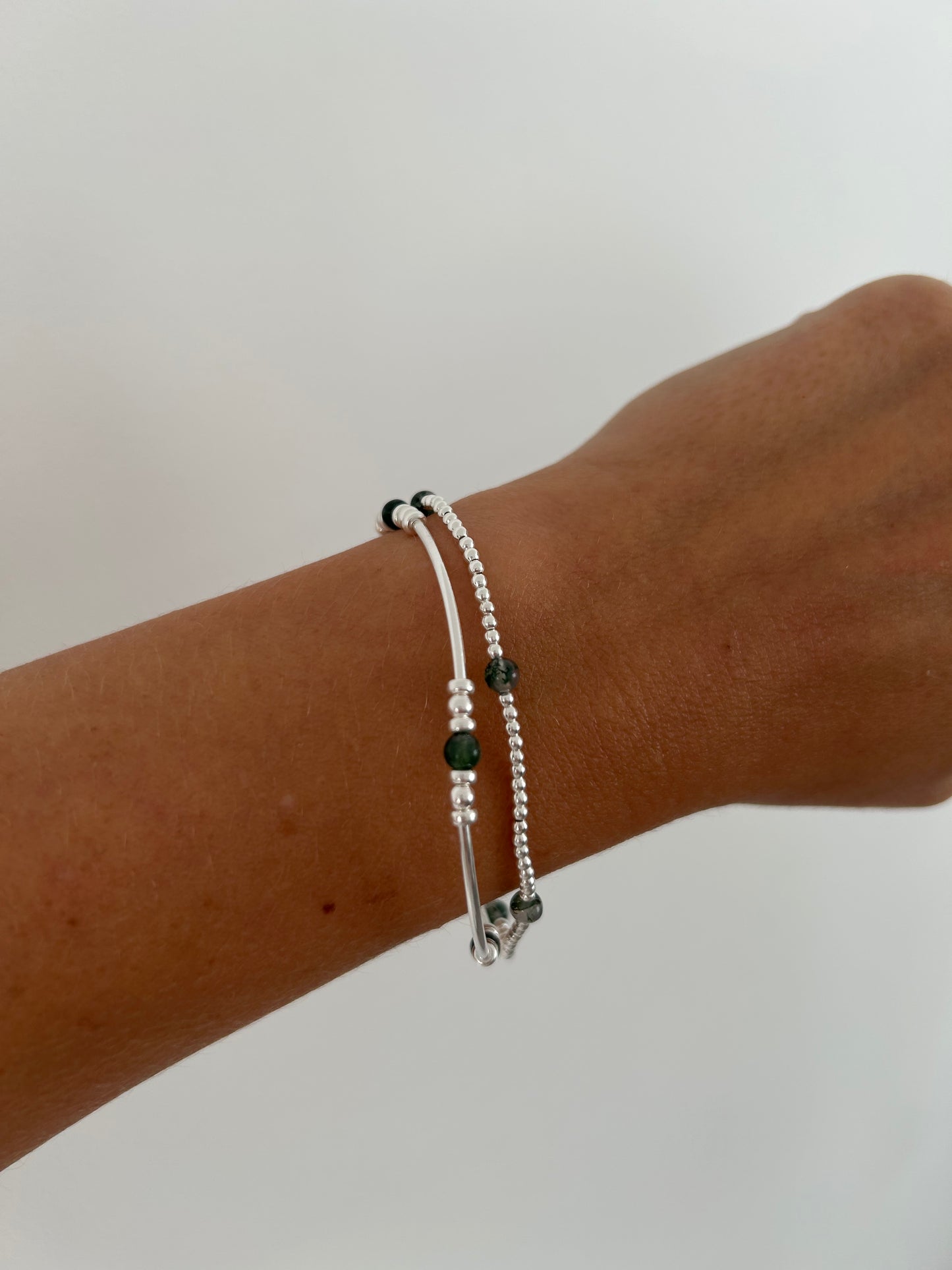 Green Moss Agate Bangle
