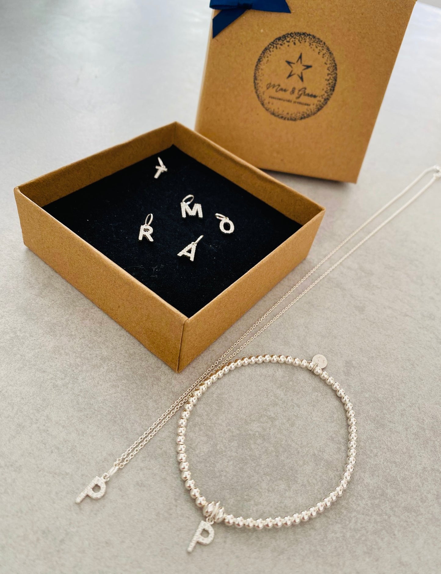 Initial Necklace and Bracelet