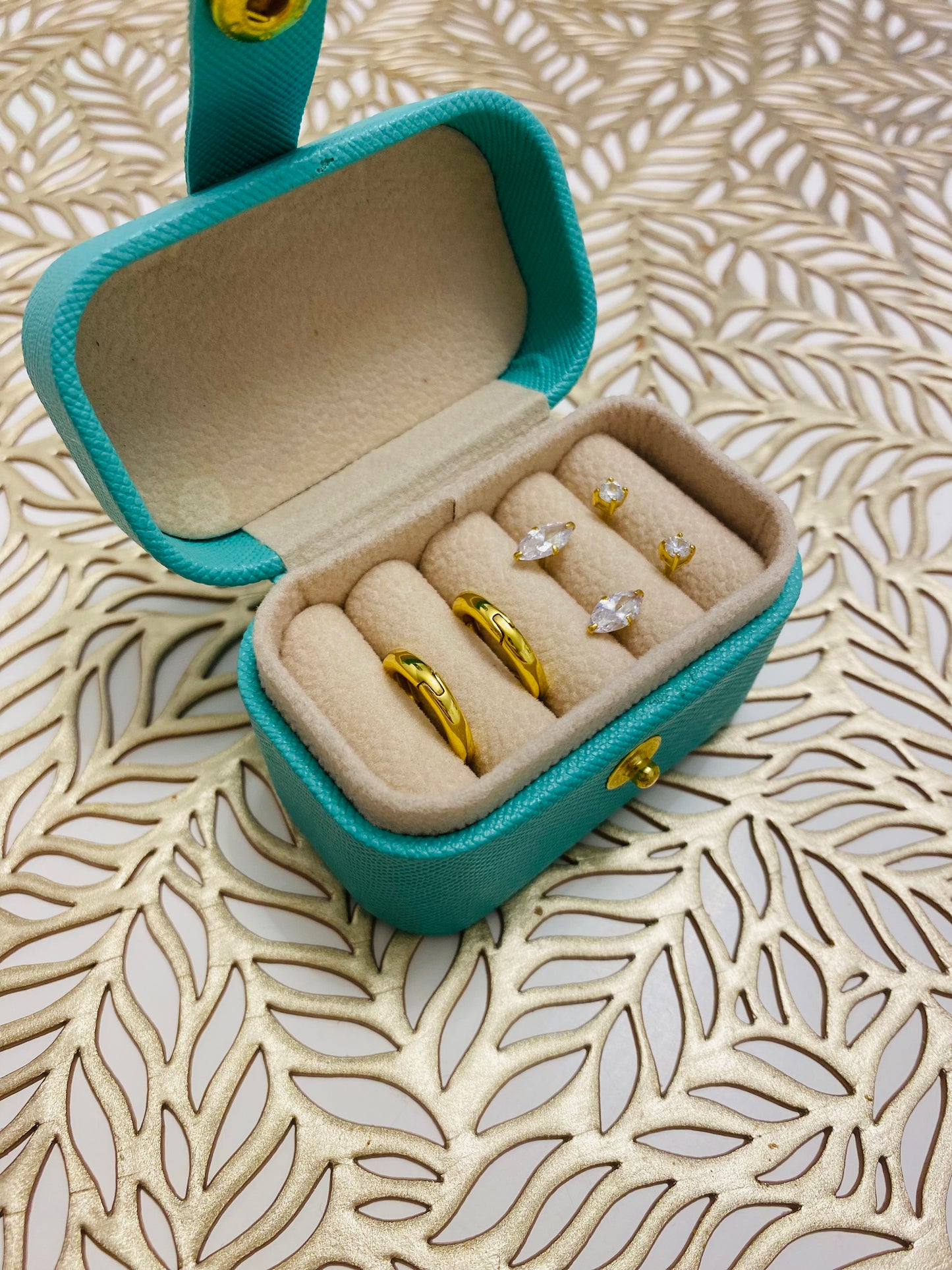 Gold Earring Stack and Box