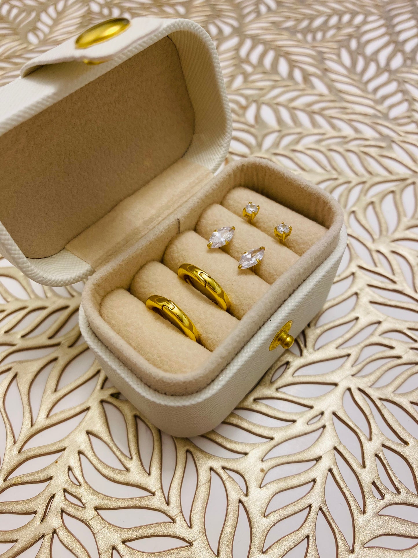 Gold Earring Stack and Box