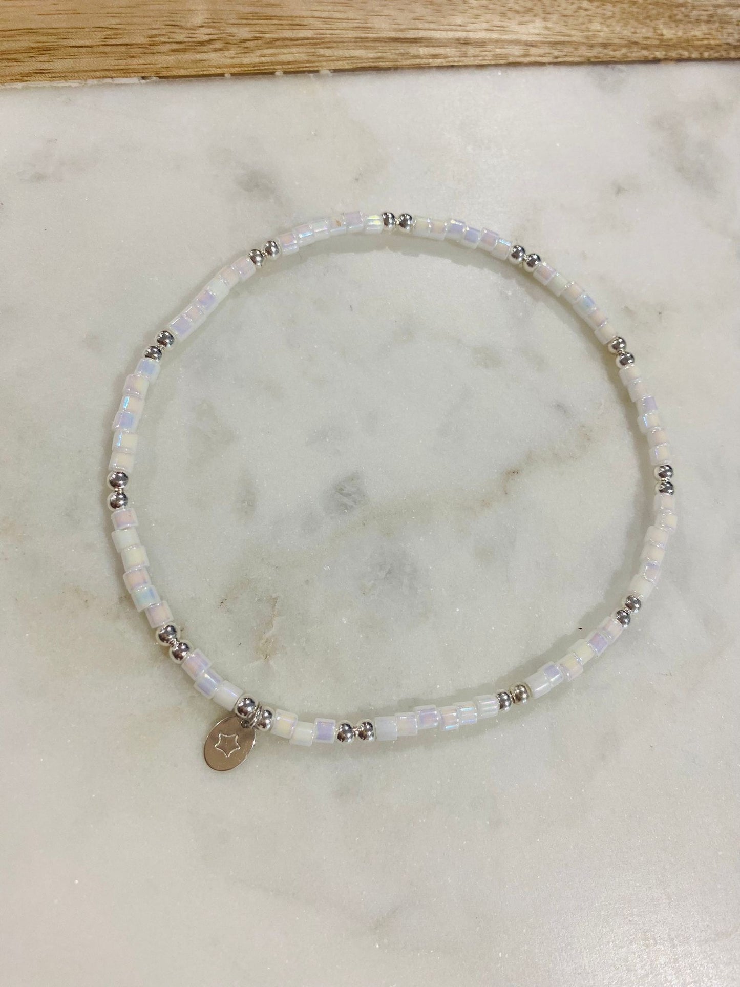 White Chunky Miyuki Bead Anklet