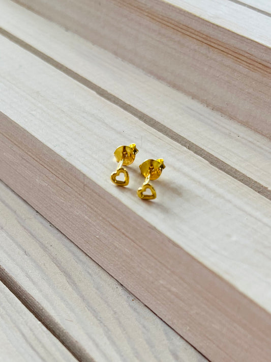 Open Heart Gold Studs