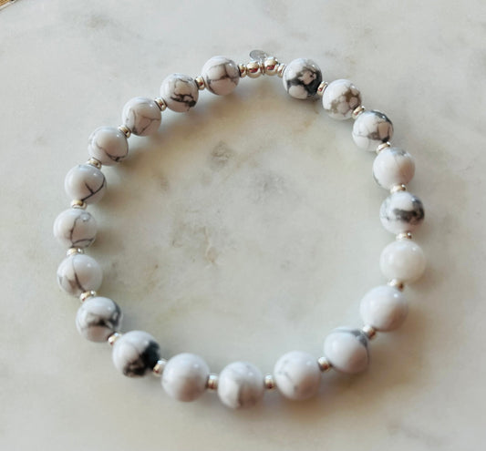 Men’s White Marble Howlite Bracelet