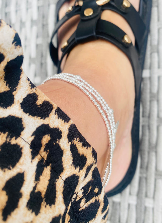 Silver Anklet Stack