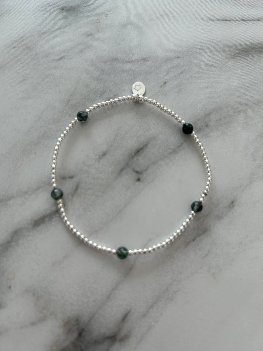 Green Moss Agate Stacking Bracelet