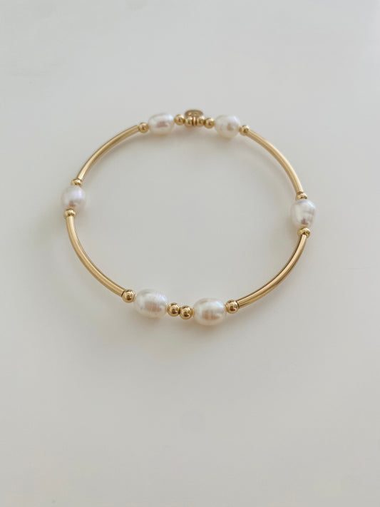 Gold Pearl Bangle